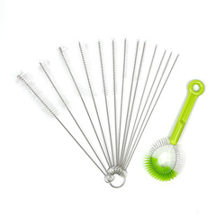 Amazon Supply 304 Stainless Steel Straw Brush Test Tube Brush Bottle Brush Nylon Cleaning Brush Cup Brush 14-Piece Set