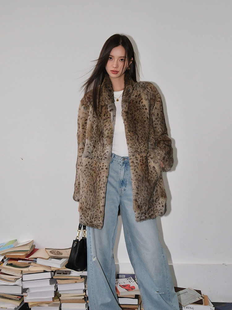 Love Leopard Leopard Old Money Middle Rabbit Pyreal Classic Leopard Mao Mao Mao middle long model