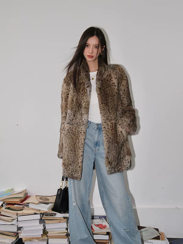 Love Leopard Leopard Old Money Middle Rabbit Pyreal Classic Leopard Mao Mao Mao middle long model