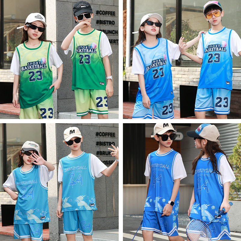 Summer Children's Men's Basketball Uniforms, Youth Women's Sports Outdoor Running Training Uniforms, Quick-Drying Short-Sleeved Performance Uniforms