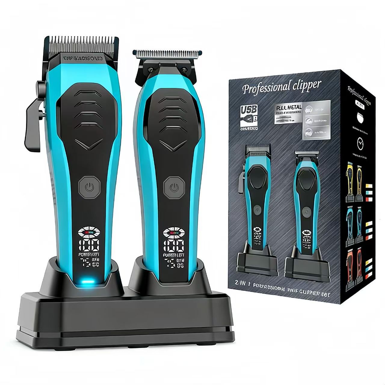 Set de Cortapelos Eléctrico Digital de Aleación de Titanio con Cabezal Lavable para Barbería y Hogar
