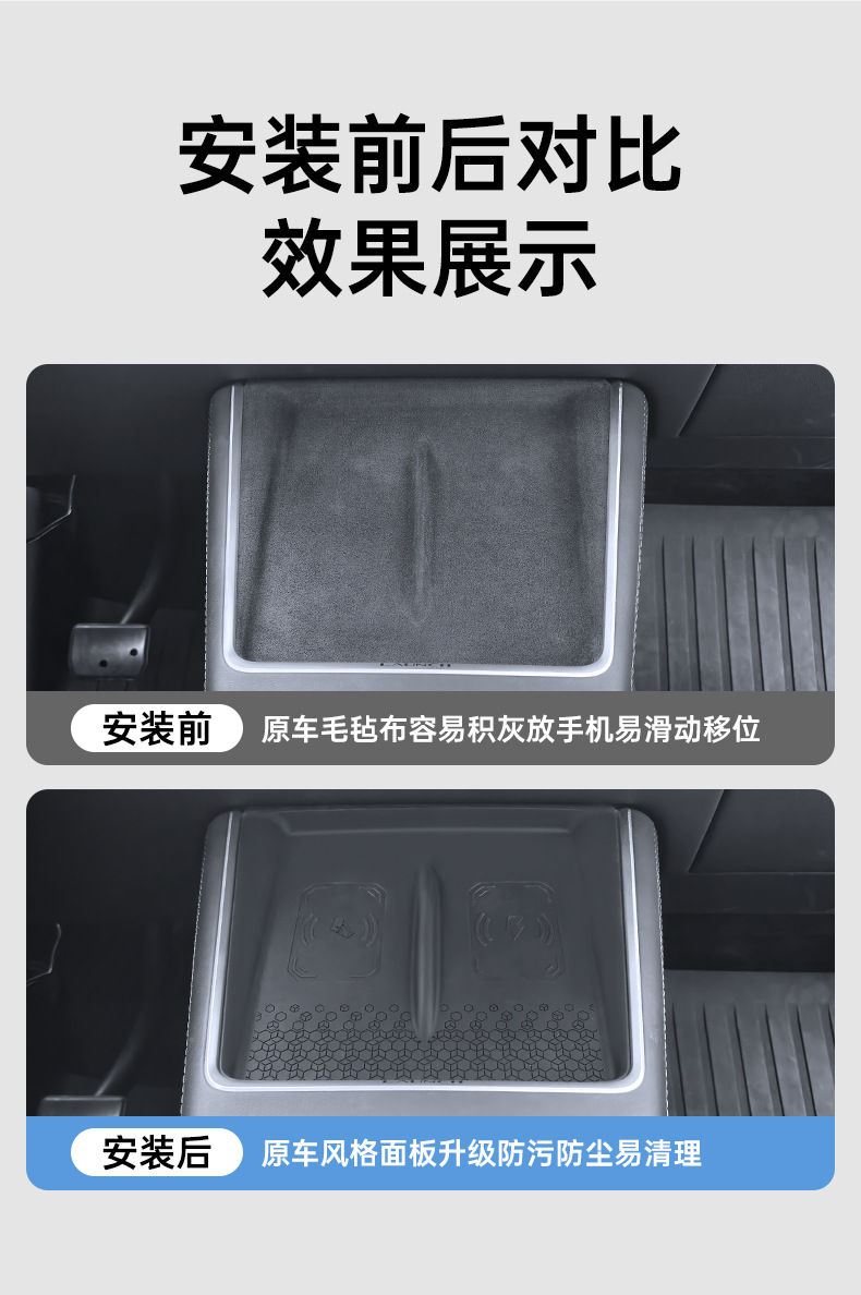 Suitable for Tesla's New Model 3Y Central Control Wireless Charging Anti-Slip Mat Tesla Charging Silicone Mat