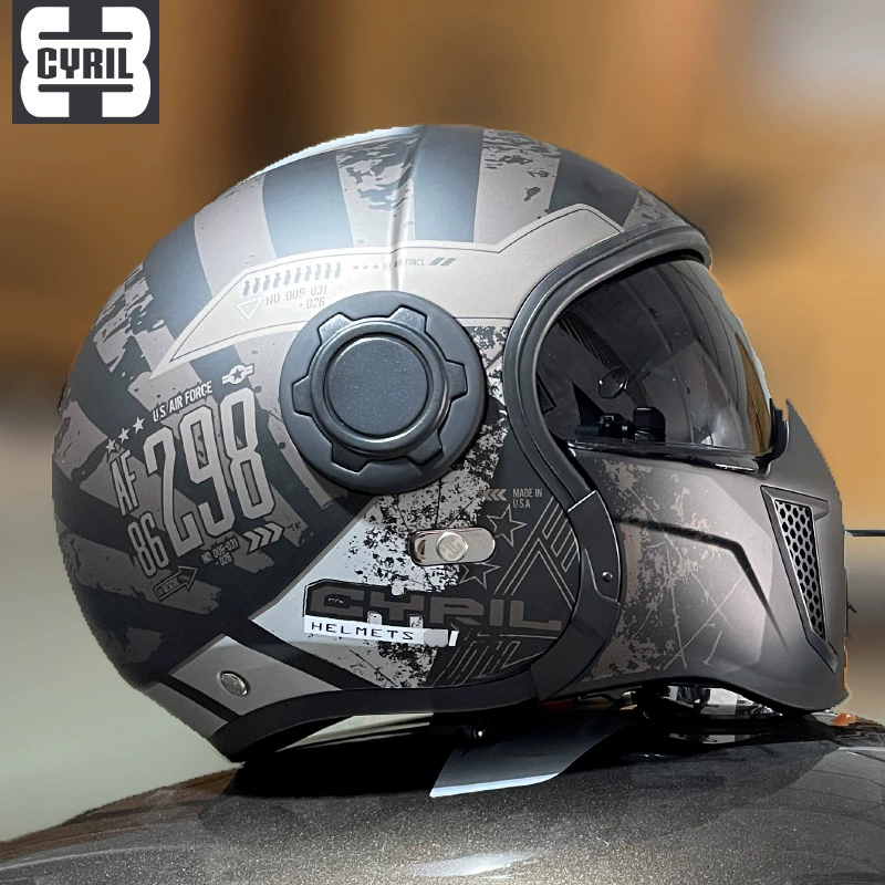 К Cyril ретро-штамп шлем четырех времен черный воин Harley полубhelmet комбинированный шлем мотоцикла полный шлем мужской локомотив сертификация 3C
