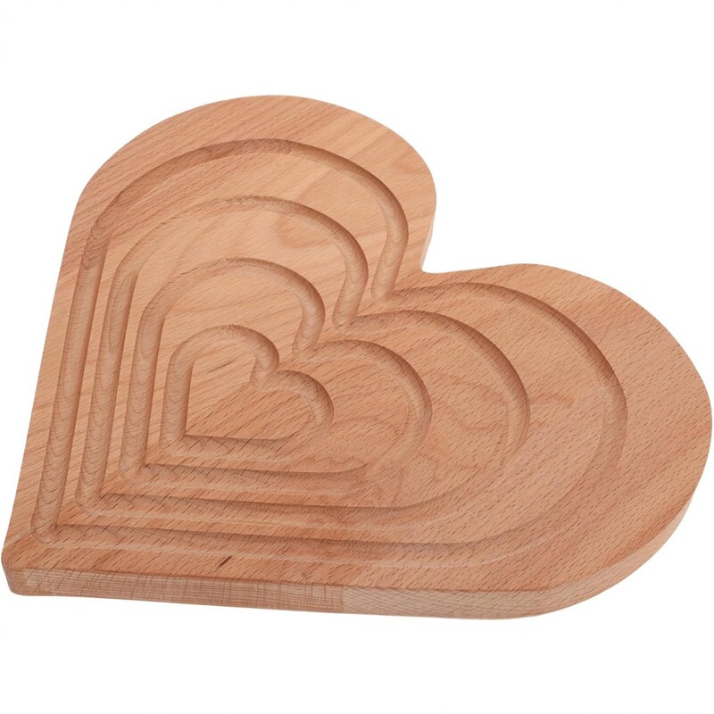 Heart-Shaped Tray Ornaments Wooden Cake Bread Wooden Tray Carved Farmhouse Christmas Decoration Dinner Plate Corrugated Cutting Board