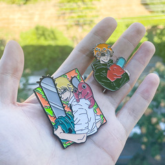 動漫鏈鋸人卡通徽章 電鋸人鯊魚電次 啵奇塔瑪奇瑪早川秋金屬胸針