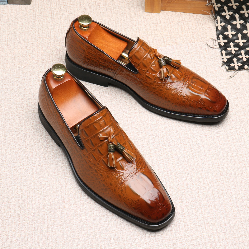 Men's slip-on loafers new business leather shoes with fringe shoes_vogvips.com