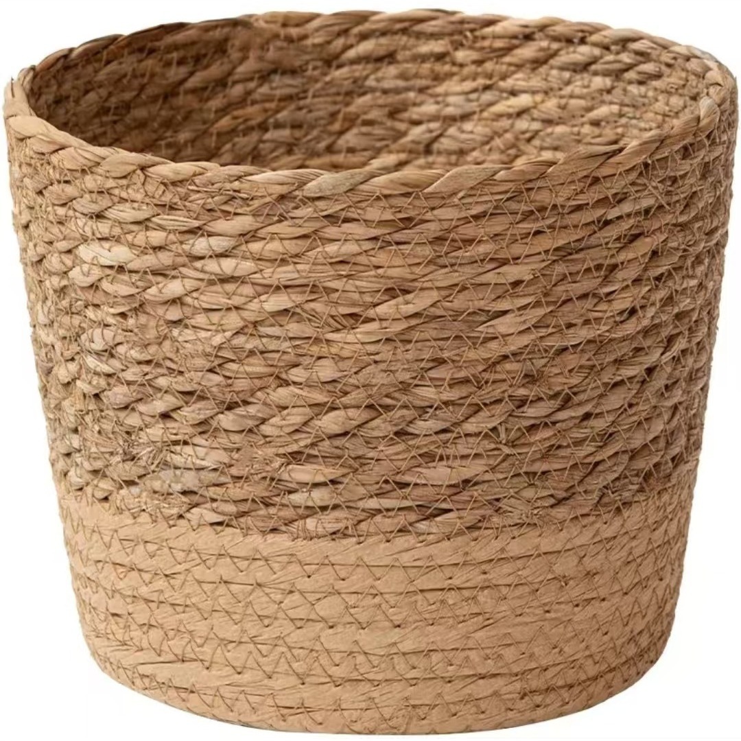 maceta de flores trenzadas plantas verdes trenzadas de hierbas marinas naturales de caña maceta decorativa para el hogar cesta de almacenamiento ecológica