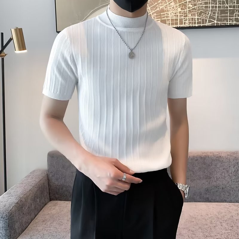 Youth Popular Summer Trendy Men's Standard Five-point Sleeve Round Neck City Style Harajuku Fashion Trendy Brand Japanese InsT Shirt