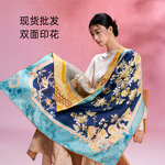 原创设计高档桑蚕丝围巾重磅18姆米高端双面异色印花真丝丝巾方巾