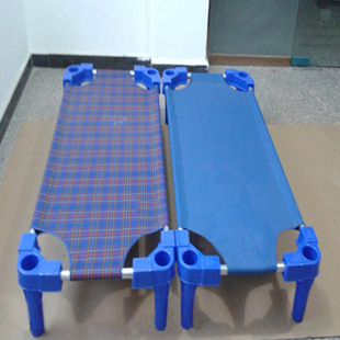 Wholesale kindergarten plastic canvas bed children's bed nursery lunch break bed early education class small bed baby bed stacking bed