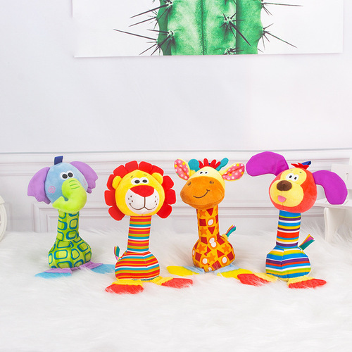 Infant Rattles Toy 0-1 Year Bed Hanger Attachment Plush Teether Handbell Doll
