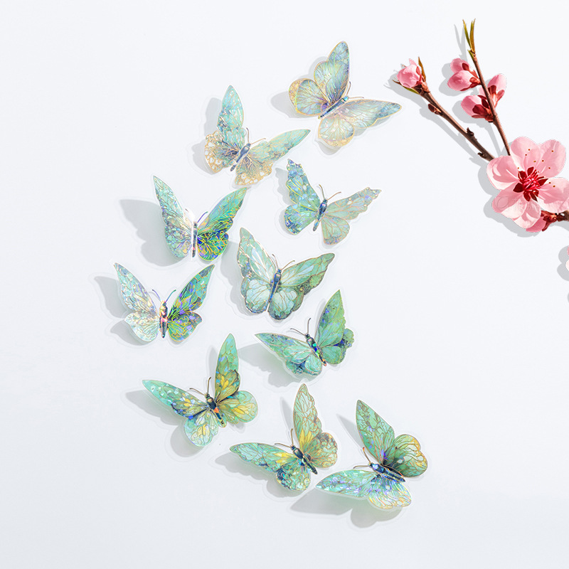 Estampado de oro mariposa 3D estereoscópico pegatinas de pared boda fiesta de cumpleaños hogar fondo decoración de pared pegatinas de alto nivel diy image 8