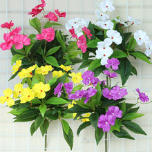 高仿真凤仙花假花藤塑料花假花仿真花藤条装饰花挂壁吊兰花艺