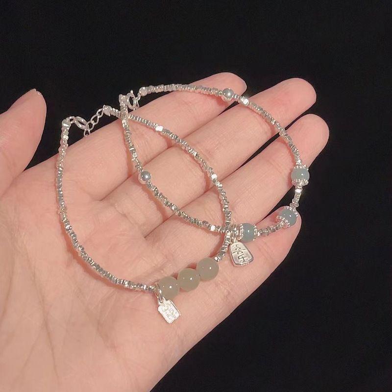 Fortune Brand Chinese Style Jade and Silver Fragments Bracelet for Women, Fashionable Light Luxury Niche New Chinese Style Jewelry Versatile Accessory