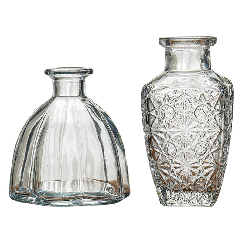 Florero pequeño de lujo ligero retro francés Adornos de mesa de alta gama Estilo nórdico floral floral florero de vidrio