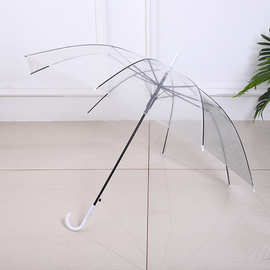 厂家直销长柄直杆透明雨伞 自动彩色透明伞地摊婚庆广告伞印logo