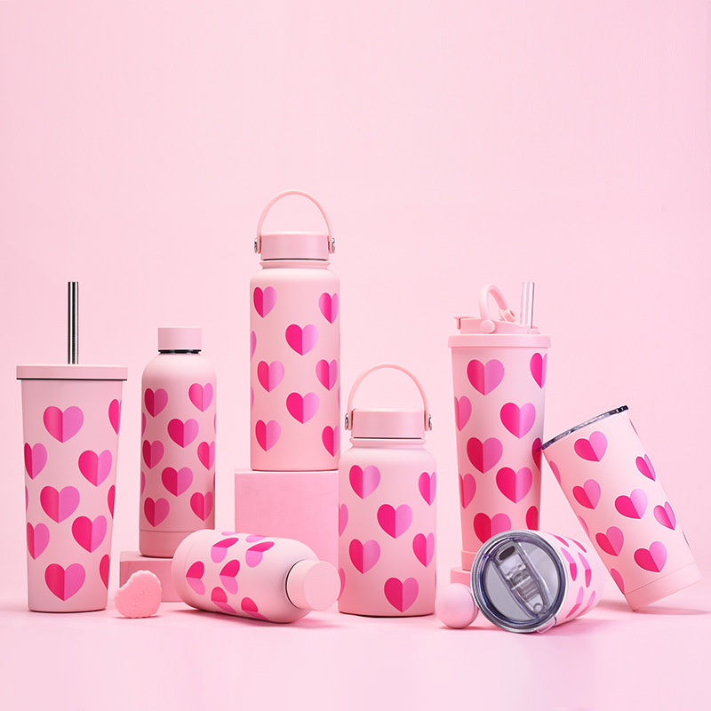 Daily Occasion Cute Red Heart 201 Stainless Steel 304 Stainless Steel Thermos Cup 1 Piece