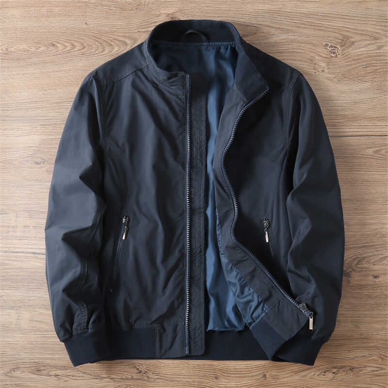 Spring and Autumn Soft Breathable Lightweight Small Stand Collar Business Casual Slim Jacket Men's Fashion Casual Windbreaker Jacket