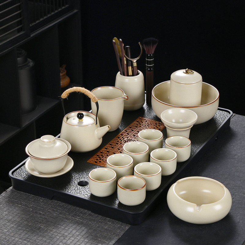 여요 찻주전자 + 덮은 그릇 8컵 세트 + 대형 창판