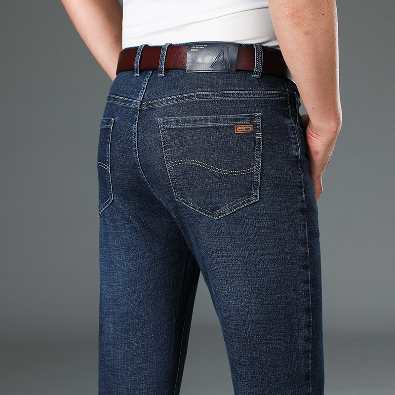 2022 autumn and winter new men's stretch jeans men's straight trousers men's pants casual thick pants wholesale