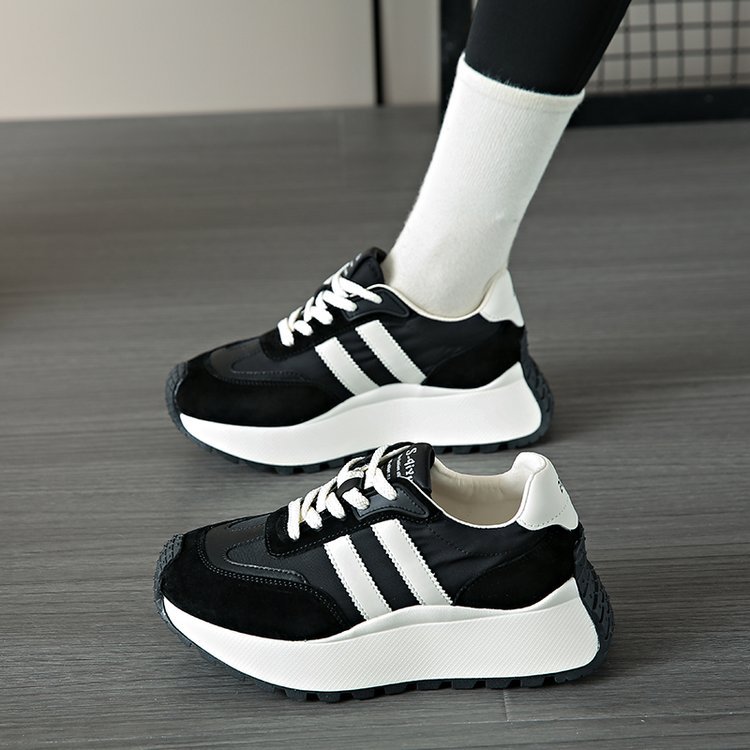 Forrest Gump Shoes Women's New Thick Sole Shoes Popular Women's Leather Heightening Retro Maillard Sports Women's Shoes_voghion.com