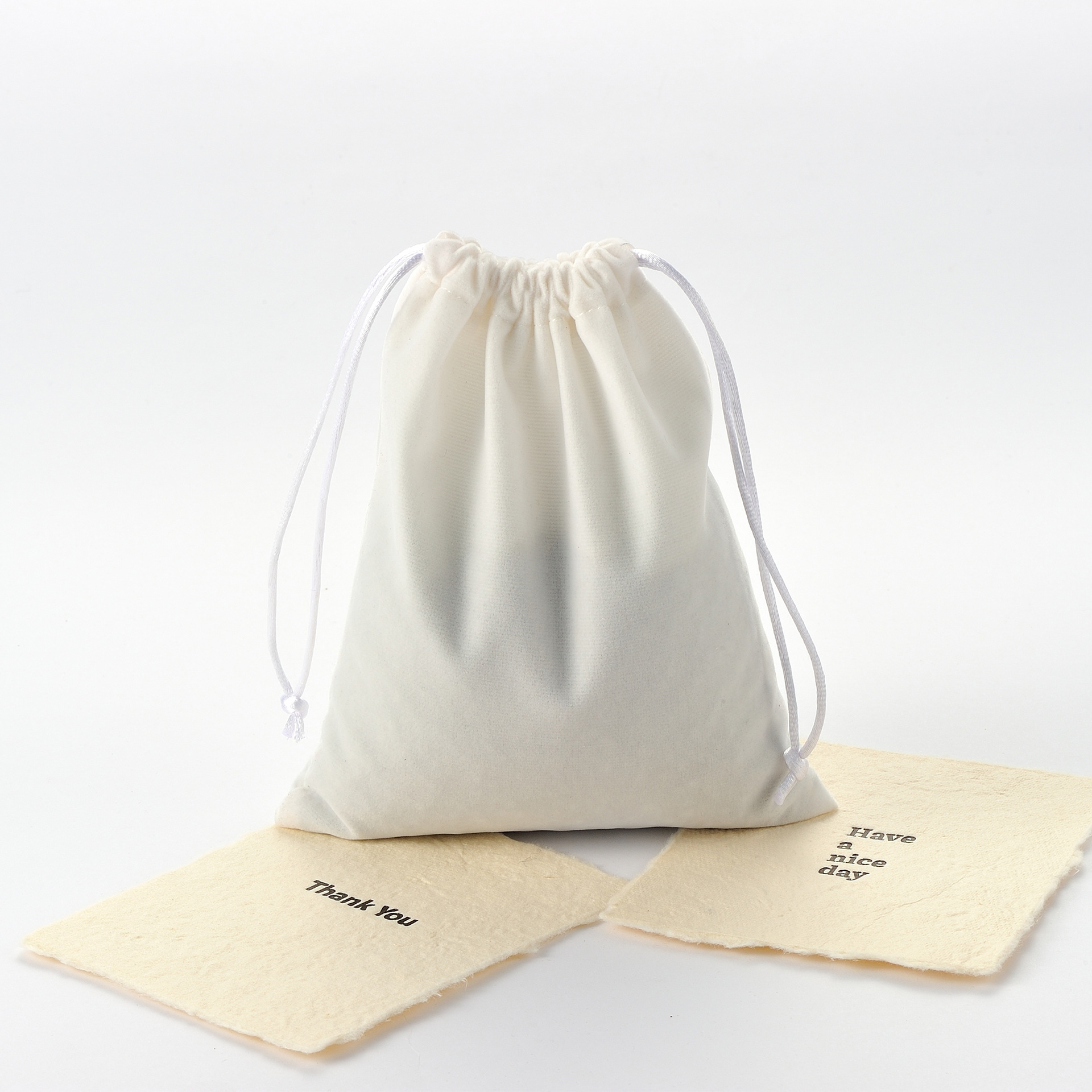 흰색 조임끈 포켓; 5*7cm; 플러시 천