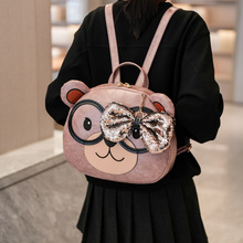 2025新款卡通小熊收纳包可爱双肩包女通勤包大容量单肩包小众背包