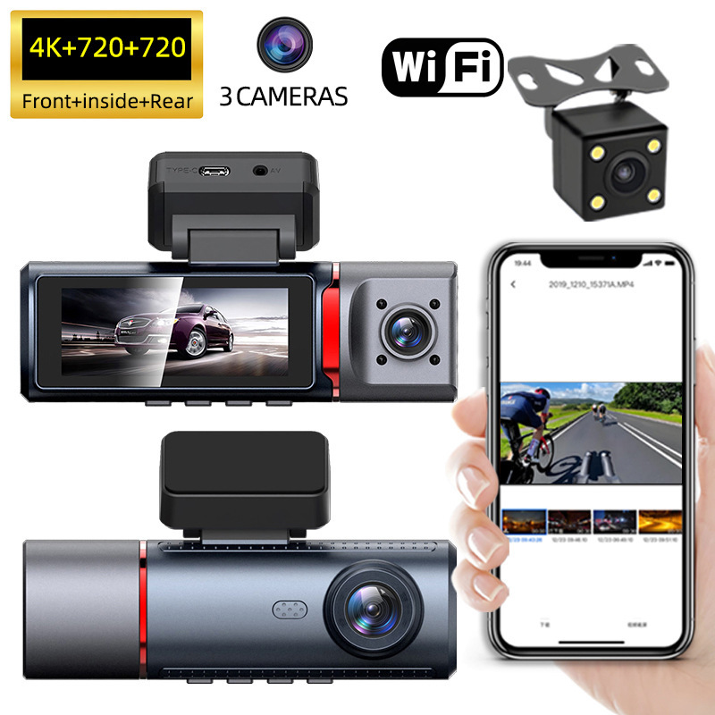 三面録画高画質4Kドライブレコーダー赤外線暗視駐車監視WiFi連動隠し型レコーダーカスタム|undefined