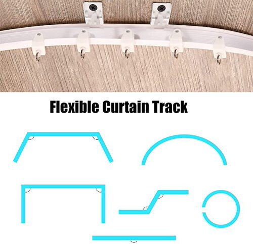 1/2/3/4/5-meter Curtain Bend Rail Kit | PVC Track, Quiet Sliding Rails, Flexible U-shaped Steel-Plastic Arc Guide Rail