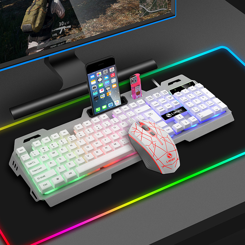 力マグネシウムT19金属発光パソコン用キーマウスセットゲームカラフルバックライト機械手触りキーボードマウス|undefined