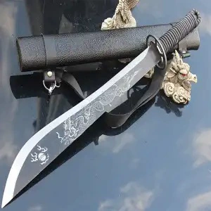 Боевой клинок однолезный позолоченная сталь Тяньхэн Дао вышитый весенний нож одна часть Tang Hengdao наружное транспортное средство монтированная самозащита холодное оружие законное без клинка