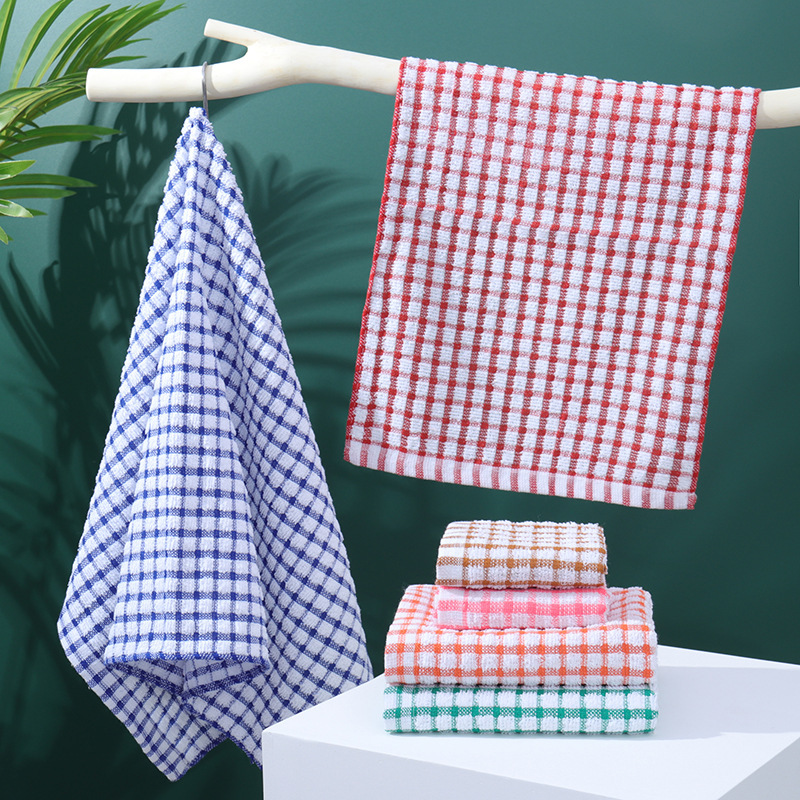 Towel and Tea Towel Manufacturer Wholesale Plaid Large and Small Kitchen Cleaning Towels Export to Amazon Absorbent Tea Sets