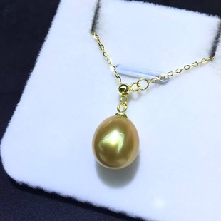 Natural Seawater Philippine Thick Gold Beads 10-11mm Nearly Round Oval Strong Light with Slight Flaws Sterling Silver Inlaid