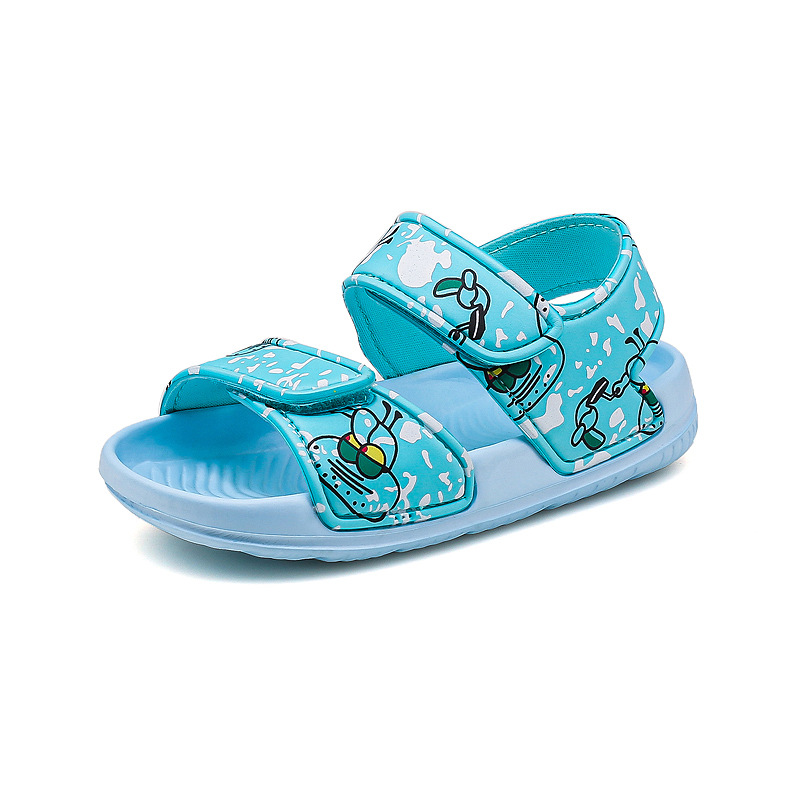 2023 nuevas sandalias de los niños del verano suave inferior dedo del pie velcro dibujos animados playa los