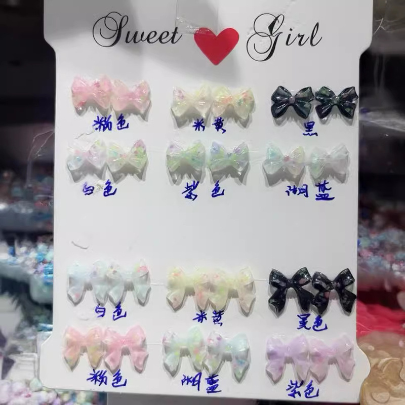 2024 New firefly fluorescent bow luminous nail decoration DIY jewelry ear studs nail fingertip art