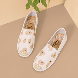 Spring and Summer 2023 New Slip-on Lazy Canvas Shoes Flat Breathable Old Beijing Cloth Shoes Women's Single-layer Shoes for Students and Pregnant Women