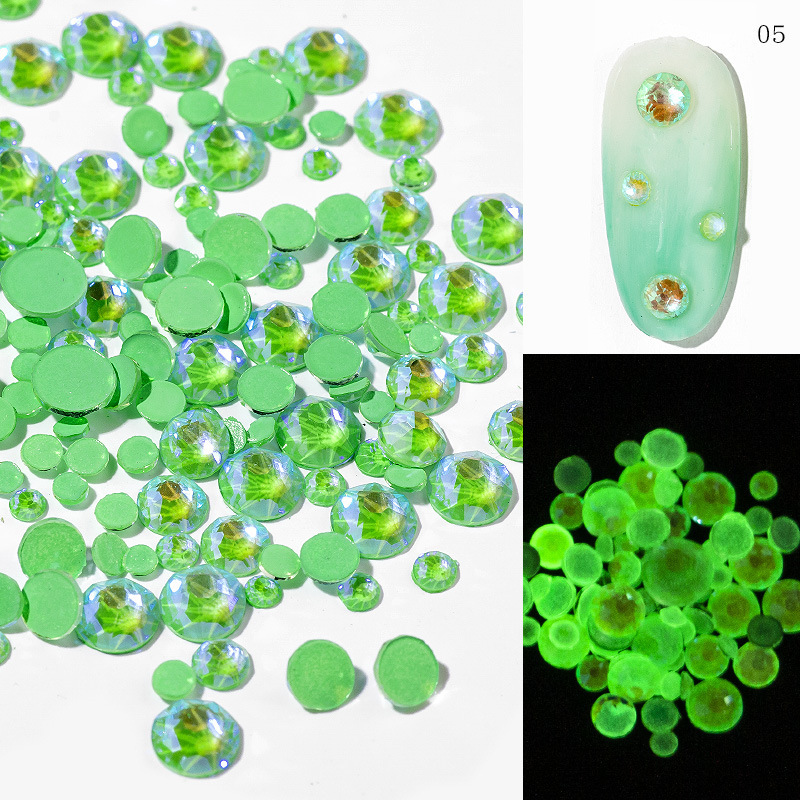 Taifei clavo taladro 8-color redondo diamante plano DIY clavo taladro luminoso diamante tamaño mezclado 288 brillante diamante luminoso