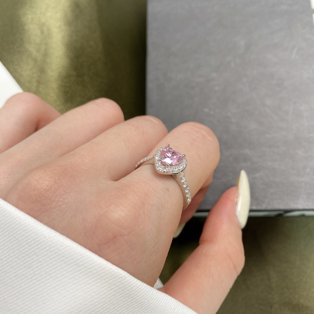 3g Weight Zircon Inlay Material Rings Classification 1 Piece Quantity Daily, Date Occasion 925 Sterling Silver Material Water Droplets, Heart Shape, Bow Knot Pattern Women's Gender Plating Design Elegant, Sweet Style 925 Sterling Silver Zircon Water Droplets Heart Shape Bow Knot Rings 925 Sterling Silver Rings 11