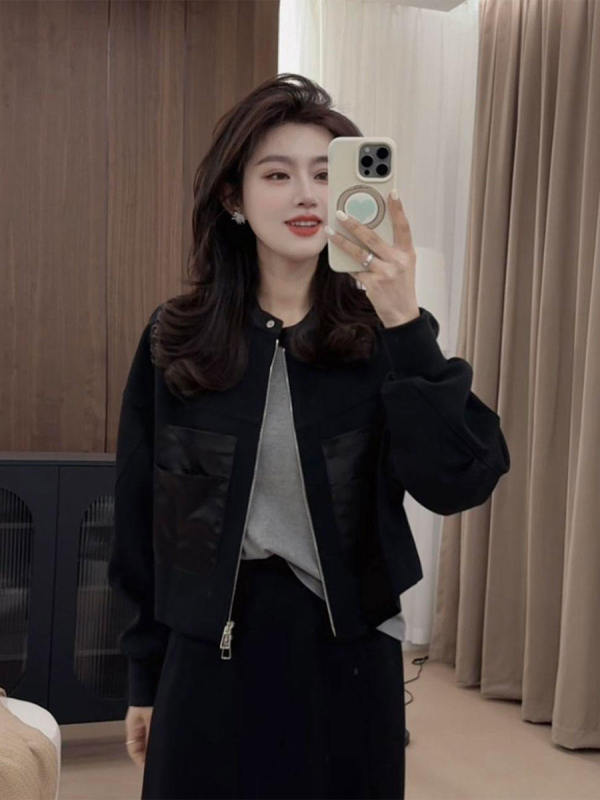 韩版宽松小个子立领短外套女2025春季新款复古洋气设计感夹克上衣|undefined