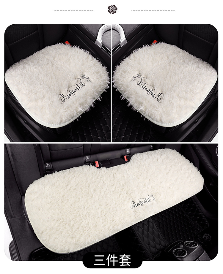 Car Seat Cushion Autumn and Winter Plush Warm Car Seat Cushion Popular Accessible Luxury High-End Bow Car Seat Cover