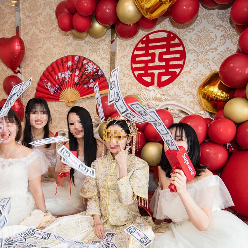 卸売りの植毛はゴム付きの喜字で結婚します。|undefined