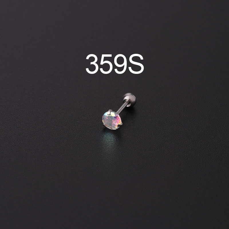 2PCS 2-5mm AB Colored Round Zircon Gold Plated Thin Rod Stainless Steel Twisted Ball Earbone Nail Korean Version Puncture_voghion.com