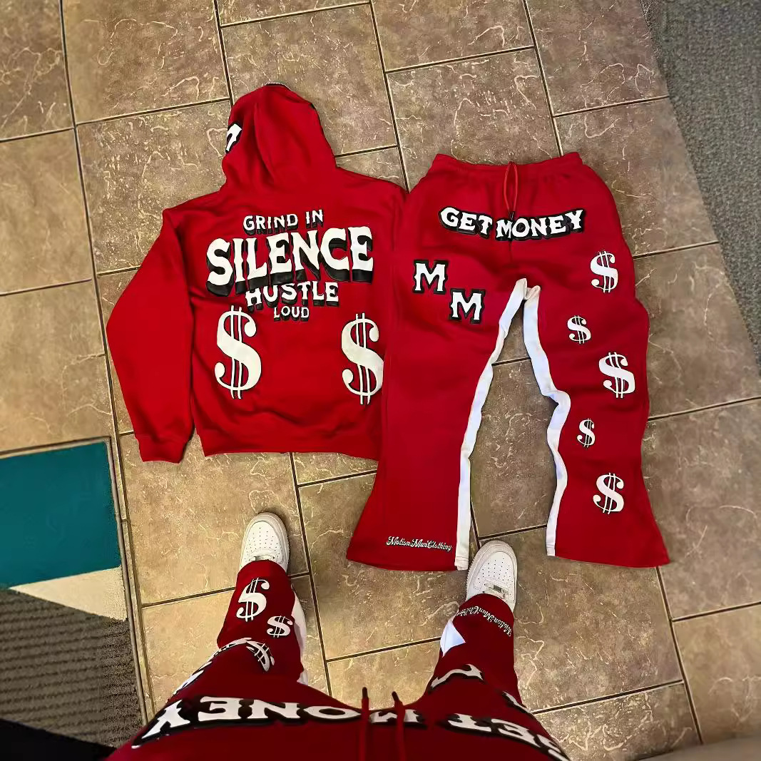 2024 New Letter Print Hoodie Jacket Hooded Top Harajuku American Street Style Hip Hop Set_voghion.com