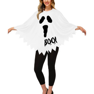 Halloween Party Dress-Up Women's Cloak Pumpkin Spider Web Skeleton Ghost Ghost Poncho Digital Print Shawl