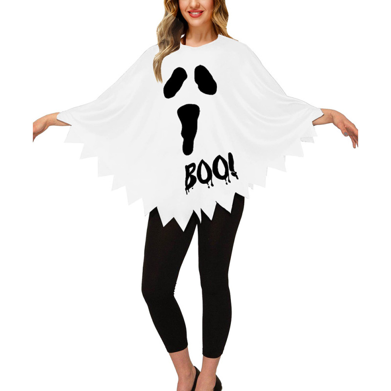 Halloween Party Dress-Up Women's Cloak Pumpkin Spider Web Skeleton Ghost Ghost Poncho Digital Print Shawl