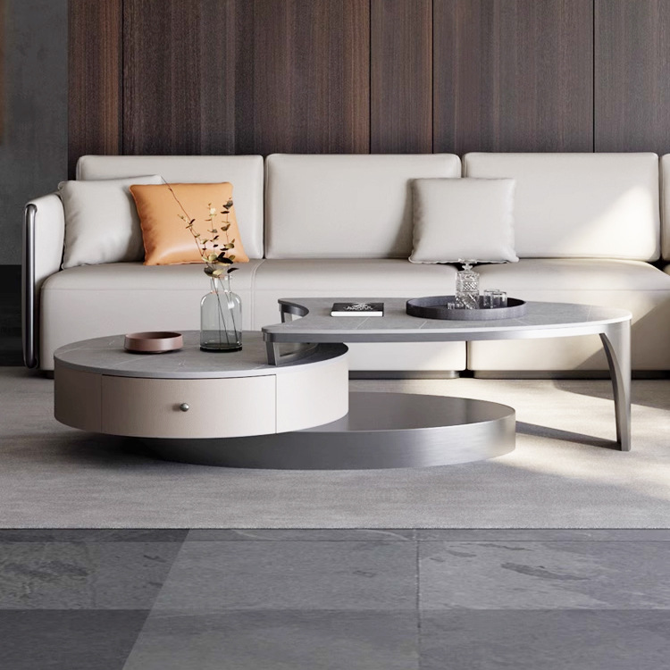 Luz de lujo Rock Placa de combinación de mesa de té moderno minimalista sala de estar diseñador de la casa de gama alta Mesa de té TV gabinete con cajón