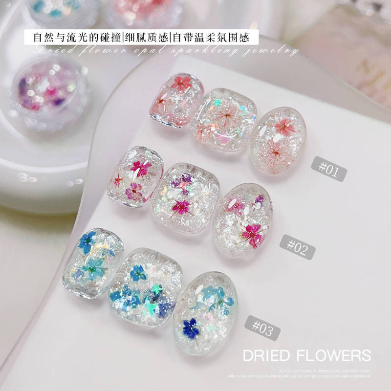 网红美甲干花欧泊粉DIY细闪偏光梦幻七彩仙女云锦粉指甲亮片装饰|undefined