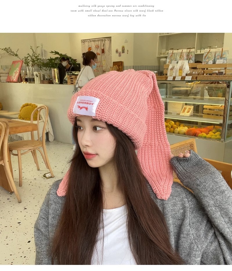 Han China-Chic brand design niche rabbit wool autumn and winter ear protection warm knitted hat children_voghion.com