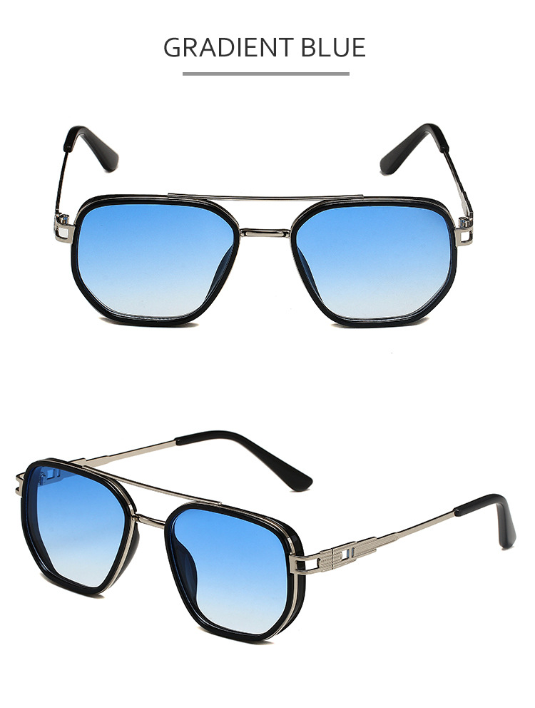 Retro Square Sunglasses For Men Uv Protection Metal Frame Style_voghion.com
