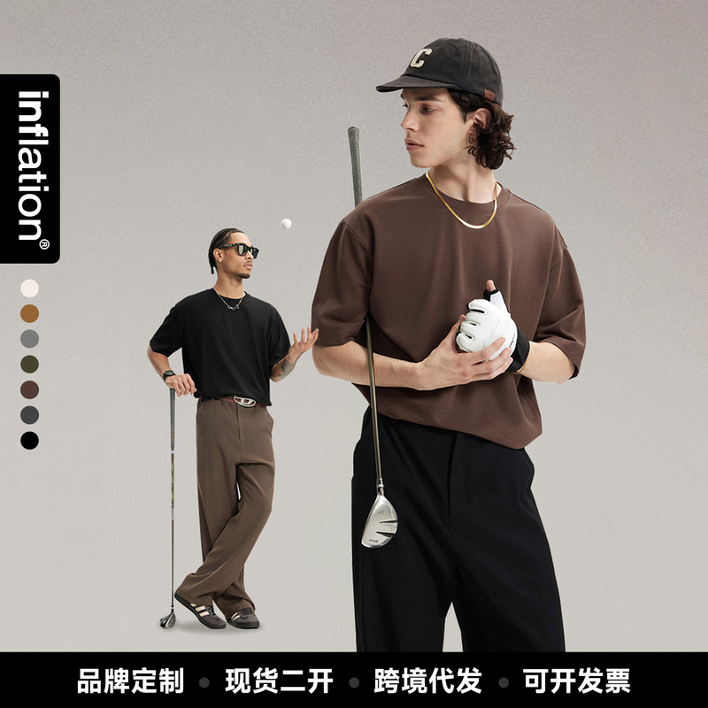 Jie Zhan Men's Clothing | Light Luxury Old Money Style Double-Sided T-Shirt 2026 Spring/Summer New Solid Color Simple Basic Versatile Short-Sleeve Top